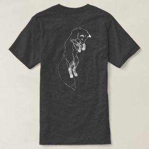 ダークグレーメンズティーを跳んでいる"跳躍"のキツネ Tシャツ