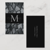 ダークグレーモザイクガラスモノグラム名刺2 名刺 (正面/裏面)