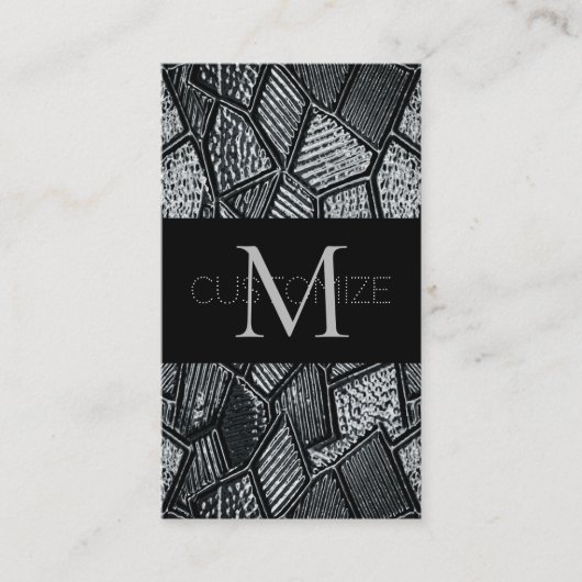 ダークグレーモザイクガラスモノグラム名刺2 名刺 (正面)