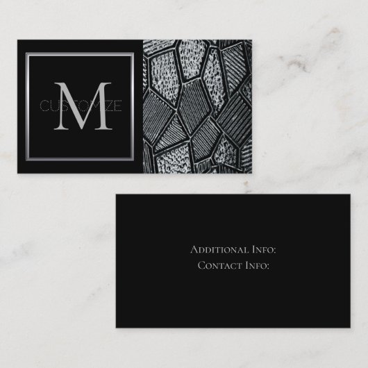 ダークグレーモザイクガラスモノグラム名刺5 名刺 (正面/裏面)