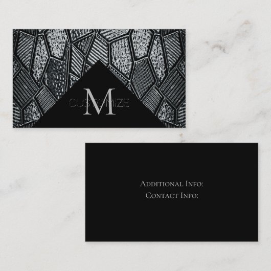 ダークグレーモザイクガラスモノグラム名刺7 名刺 (正面/裏面)