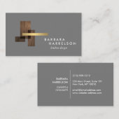 ダークグレーモダンのミッドセンチュリー建築ロゴ 名刺 (正面/裏面)