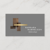 ダークグレーモダンのミッドセンチュリー建築ロゴ 名刺 (正面)