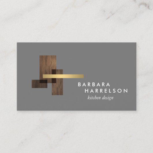 ダークグレーモダンのミッドセンチュリー建築ロゴ 名刺 (正面)
