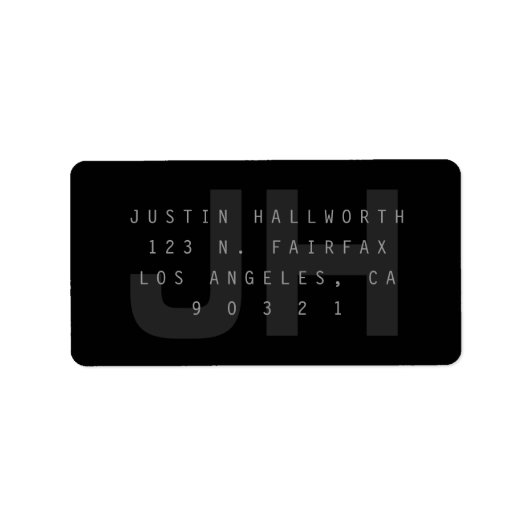 ダークグレーモダン差出人住所 ラベル (正面)