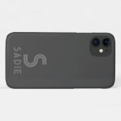 ダークグレーモノグラムはっきりした名ミニマルモダンシンプル名 Case-Mate iPhoneケース (裏面(横))
