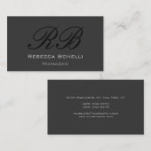 ダークグレーモノグラムマネージャの名刺 名刺 (正面/裏面)
