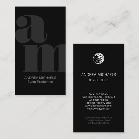 ダークグレーモノグラム名刺 名刺 (正面/裏面)