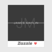 ダークグレーモノグラム、名前と幾何学的ストライプ シール (シート)