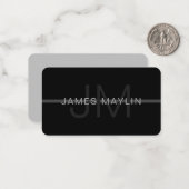 ダークグレーモノグラム、名前と幾何学的ストライプ ノートカード (正面/裏面インサイチュ)