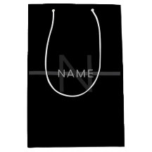 ダークグレーモノグラム、名前と幾何学的ストライプ