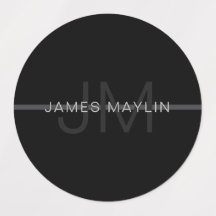 ダークグレーモノグラム、名前と幾何学的ストライプ