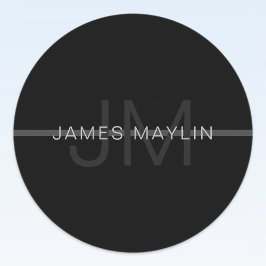 ダークグレーモノグラム、名前と幾何学的ストライプ ラベル