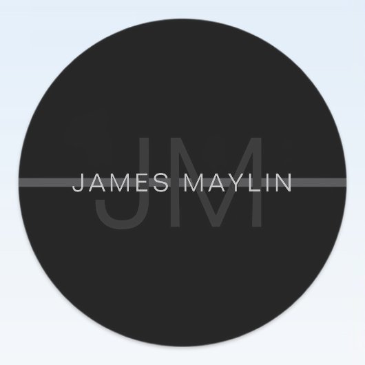 ダークグレーモノグラム、名前と幾何学的ストライプ ラベル