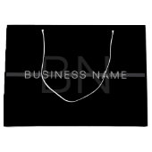 ダークグレーモノグラム、名前と幾何学的ストライプ ラージペーパーバッグ (正面)