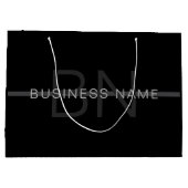 ダークグレーモノグラム、名前と幾何学的ストライプ ラージペーパーバッグ (裏面)