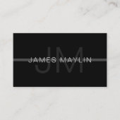 ダークグレーモノグラム、名前と幾何学的ストライプ 名刺 (正面)