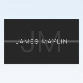 ダークグレーモノグラム、名前と幾何学的ストライプ 長方形シール