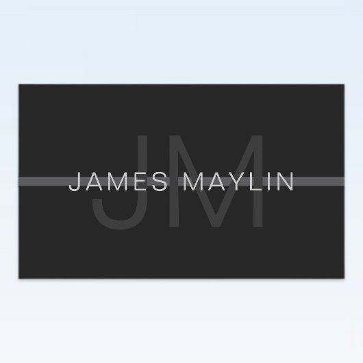 ダークグレーモノグラム、名前と幾何学的ストライプ 長方形シール