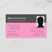 ダークグレーライトピンクとフォトプロフェッショナルシック 名刺 (裏面)