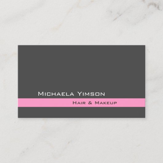 ダークグレーライトピンクとフォトプロフェッショナルシック 名刺 (正面)
