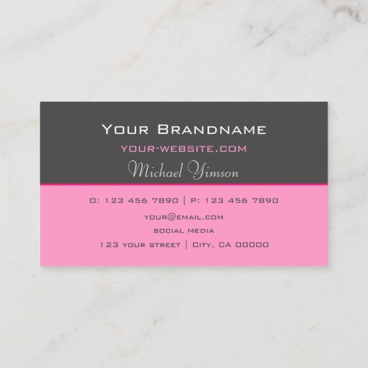 ダークグレーライトピンクとモノグラムプロフェッショナル 名刺 (裏面)