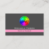 ダークグレーライトピンクとロゴシックプロフェッショナル 名刺 (正面)