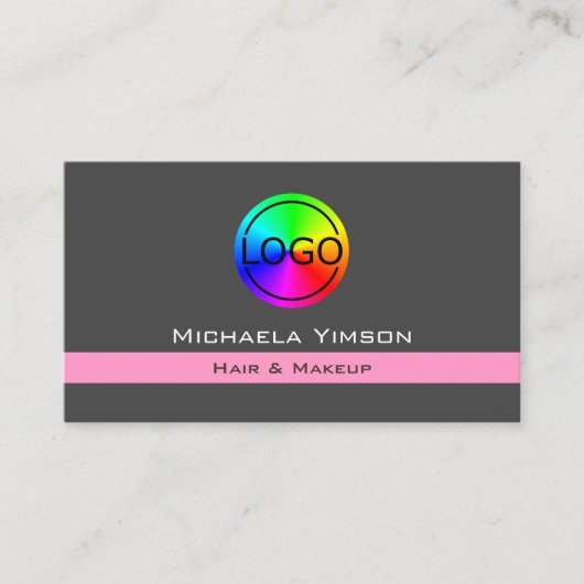 ダークグレーライトピンクとロゴシックプロフェッショナル 名刺 (正面)