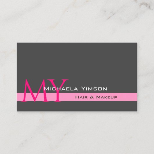 ダークグレーライトピンク(イニシャルプロフェッショナル) 名刺 (正面)