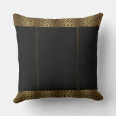 ダークグレーレザーと金ゴールドジオメト縁どリ クッション (裏面)