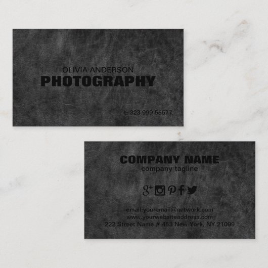 ダークグレーレザー写真 名刺 (正面/裏面)