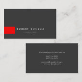 ダークグレーレッドストライプビジネスカード 名刺 (正面/裏面)