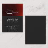 ダークグレーレッドモノグラムプロフェッショナル名刺 名刺 (正面/裏面)