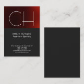 ダークグレーレッドモノグラムプロフェッショナル名刺 名刺 (正面/裏面)