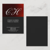 ダークグレーレッドモノグラムプロフェッショナル名刺 名刺 (正面/裏面)