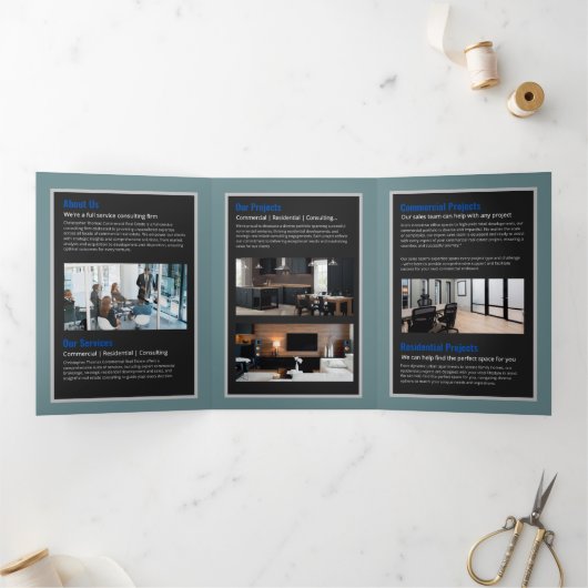 ダークグレーレトロエレガントフ実在トTr 三つ折りカード (内部)