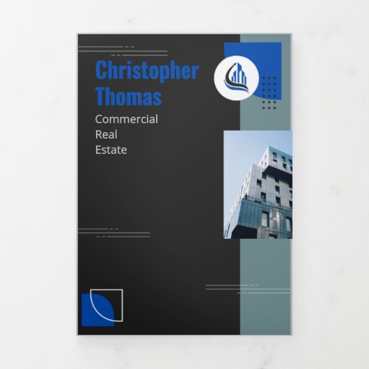 ダークグレーレトロエレガントフ実在トTr 三つ折りカード (カバー)