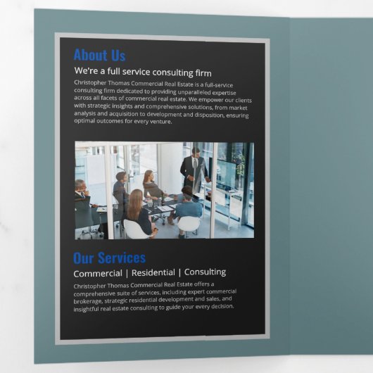 ダークグレーレトロエレガントフ実在トTr 三つ折りカード (内部最初)