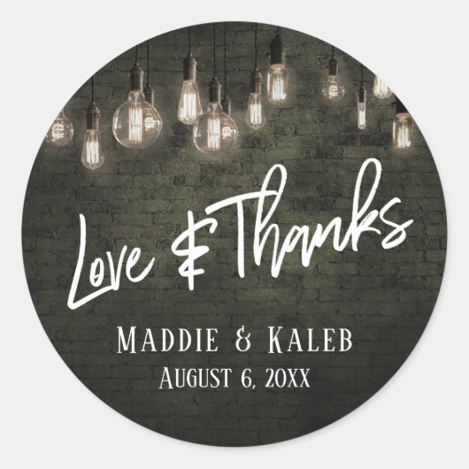 ダークグレーレンガEdisonライトラブ&感謝してい ラウンドシール (正面)