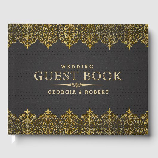 ダークグレーヴィンテージレザー金ゴールド枠 ゲストブック (正面)