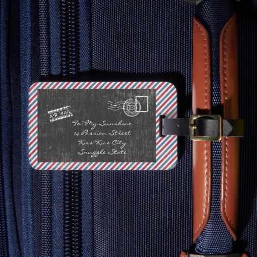 ダークグレーヴィンテージ航空便はがき ラゲッジタグ (正面インサイチュ4)