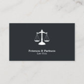 ダークグレー上の正義のスケール白アイコン 名刺 (正面)