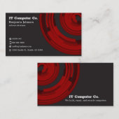 ダークグレー上の赤いテクノロジー 名刺 (正面/裏面)