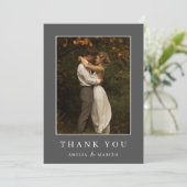 ダークグレー予算結婚のカップルのシャワー写真 サンキューカード (スタンド正面)