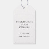 ダークグレー卒業キャップとディプロマパターン ギフトタグ (裏面)