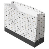 ダークグレー卒業キャップとディプロマパターン ラージペーパーバッグ (裏面アングル)