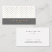 ダークグレー及びオレンジモダンでシックな金ゴールドのポルカパターン 名刺 (正面/裏面)