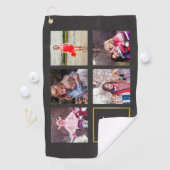 ダークグレー及びフェイクな金ゴールドの写真のコラージュのモノグラム ゴルフタオル (インサイチュ)