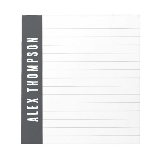 ダークグレー名前をカスタムするライン ノートパッド (正面)