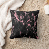 ダークグレー大理石及びピンクグリッター クッション (ブランケット)